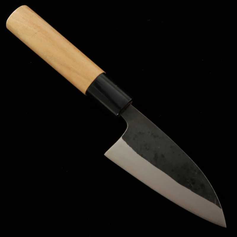 Ikenami Hamono IKENAMI HAMONO Shirogami No.1 âme inox, manche en cerisier, lame double tranchant pour poisson Aji (90mm)