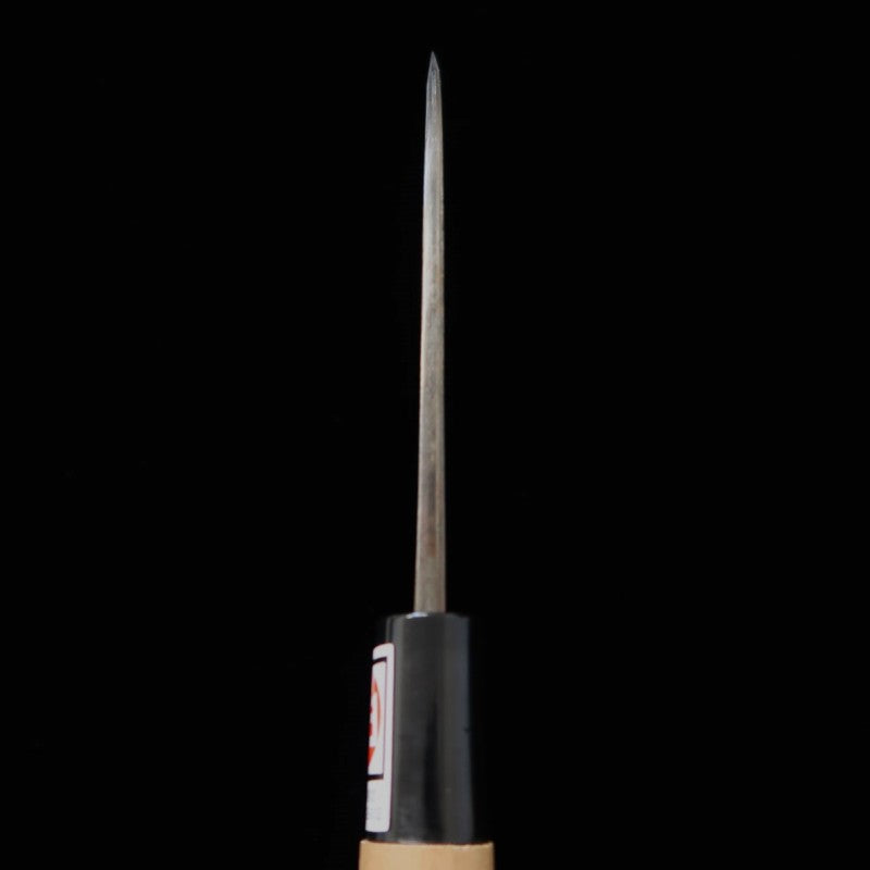 Ikenami Hamono IKENAMI HAMONO Shirogami No.1 âme inox, manche en cerisier, lame double tranchant pour poisson Aji (90mm)