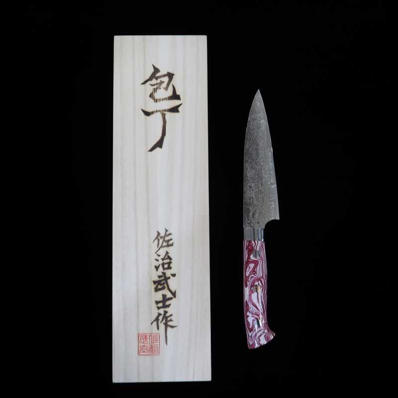SAJI TAKESHI Petty R2 Diamond Finish Red & White Turquoise (135/150mm)