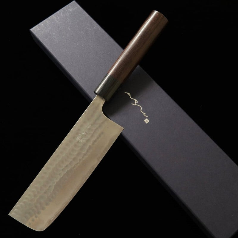 ANRYU Nakiri Acero Azul Super Martillado Mango de Palisandro (165mm)