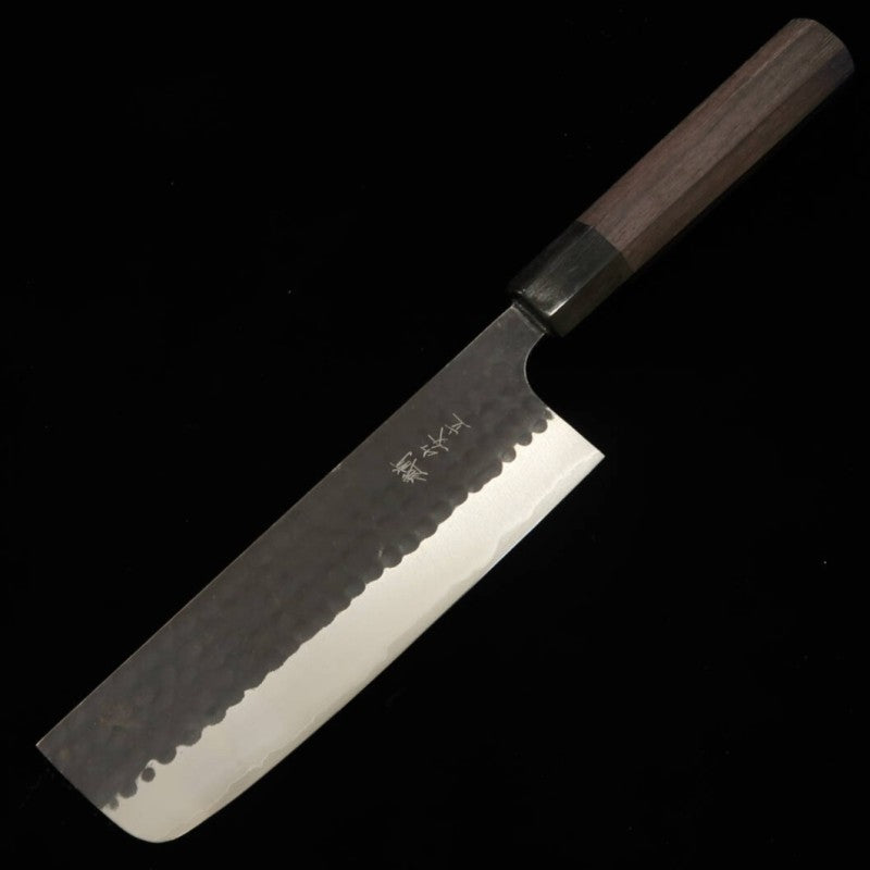 ANRYU Nakiri Aogami Super Martillado Acabado Negro Mango Octogonal de Palisandro (165 mm)