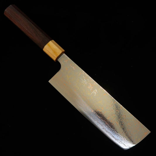SAJI TAKESHI Nakiri VG10 Damas coloré, manche octogonal en palissandre (165 mm)