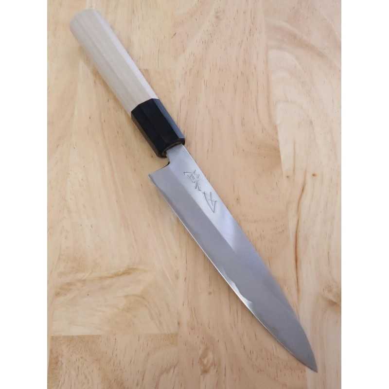 Hado, hoja blanca pura, acero Shirogami nº1, núcleo de acero inoxidable, cuchillo petty con mango octogonal de cuerno de búfalo (150 mm)