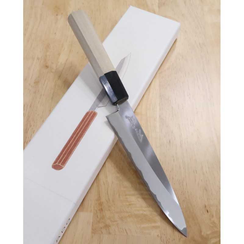 Hado, hoja blanca pura, acero Shirogami nº1, núcleo de acero inoxidable, cuchillo petty con mango octogonal de cuerno de búfalo (150 mm)