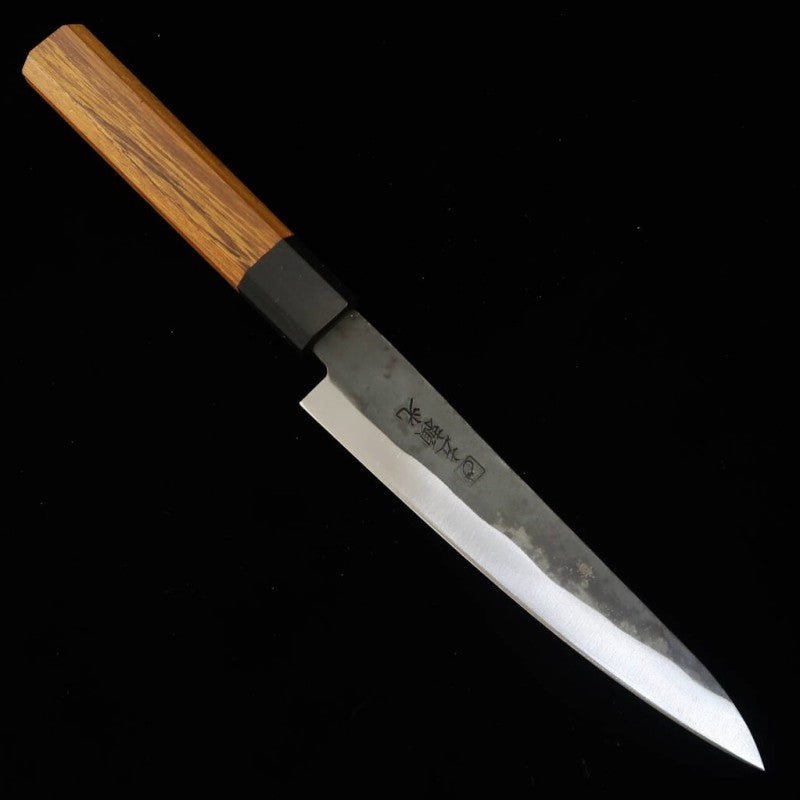HIDARI YORIMITSU Petty, Aogami #1, forja negra, mango de palo fierro (160mm)