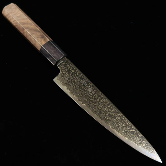 Petty KAGEKIYO ZA-18 Black Dyed Damascus Walnut Octagonal Handle (150mm)