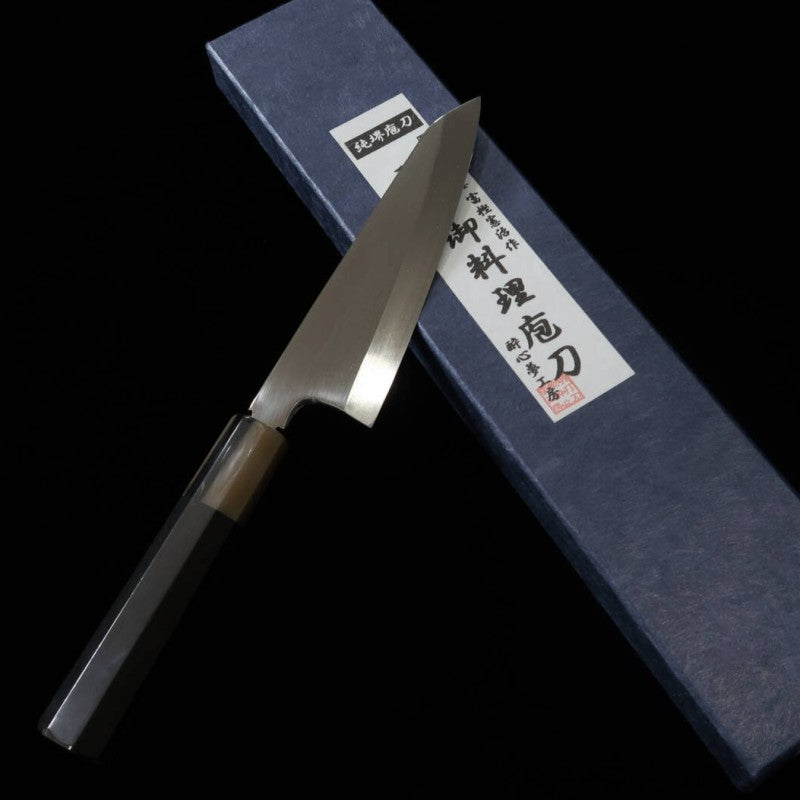 Suisin SUISIN, œuvre de Kenji Togashi, Mizuhonyaki, Sabaki Higashi, Blue Paper No.2, manche en ébène (150 mm)