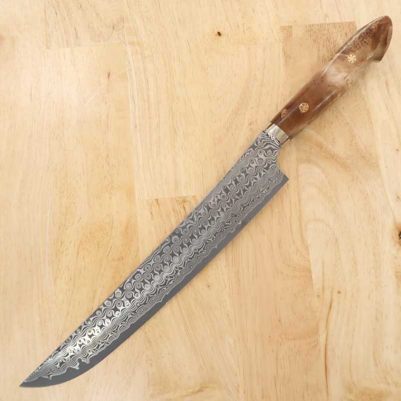 Sujihiki NIGARA SG2 damasco ponta redonda cabo personalizado (270mm)