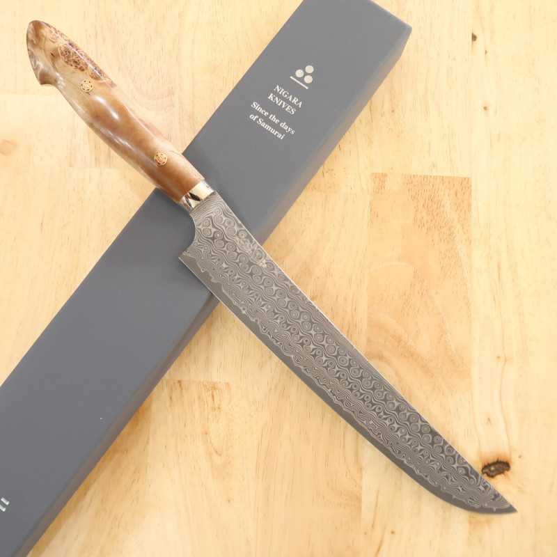 Sujihiki NIGARA SG2 damasco ponta redonda cabo personalizado (270mm)