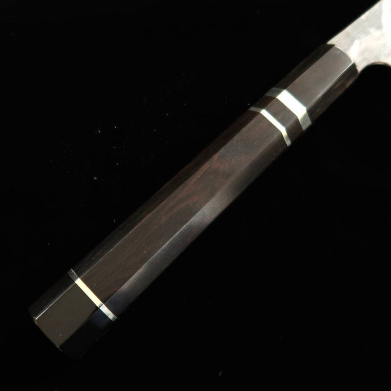 Hajime Yorokobi SLD Damas noir, manche en ébène avec virole argentée, Sujihiki pointe arrondie (390mm)