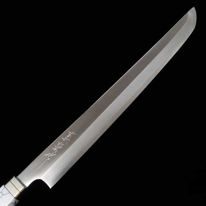 TADOKORO HAMONO Makoto Saku Saki-maru Takobiki, miroir, acier Gin-san n°3, manche Corian (300 mm)