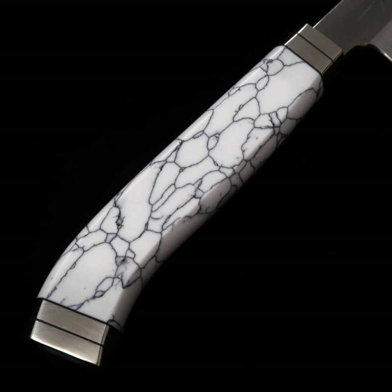 TADOKORO HAMONO Makoto Saku Saki-maru Takobiki, miroir, acier Gin-san n°3, manche Corian (300 mm)
