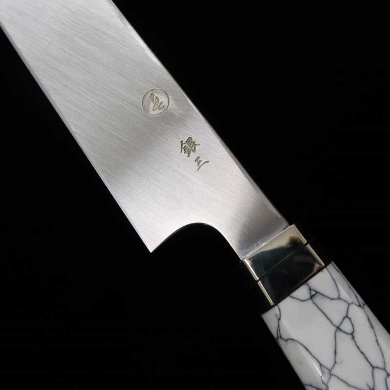 TADOKORO HAMONO Makoto Saku Saki-maru Takobiki, miroir, acier Gin-san n°3, manche Corian (300 mm)