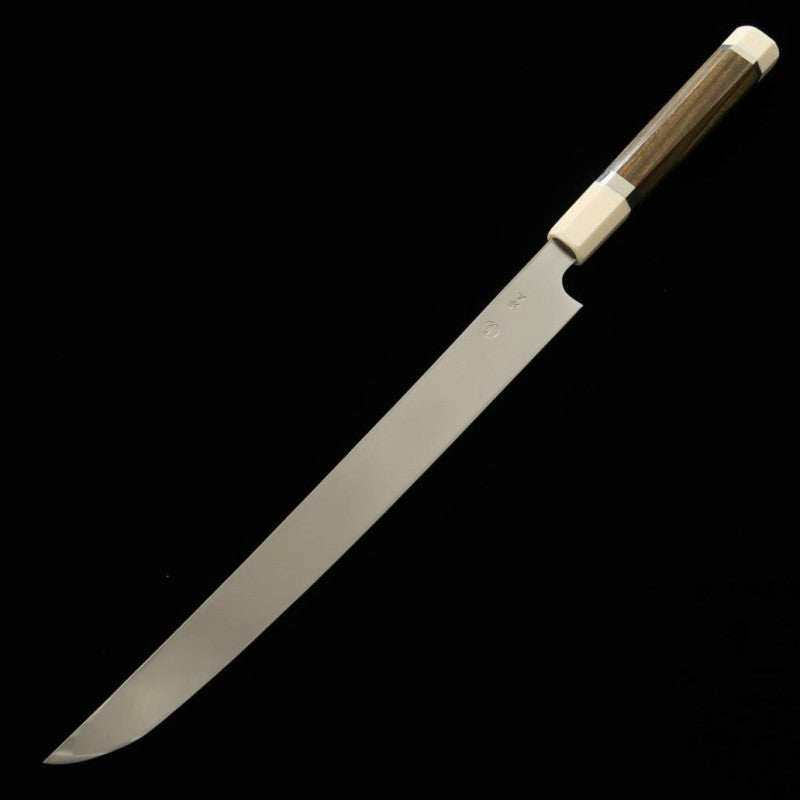 田所刃物 TADOKORO HAMONO 真琴作 鏡面 銀紙三号 先丸蛸引 緑檀柄 (300mm)