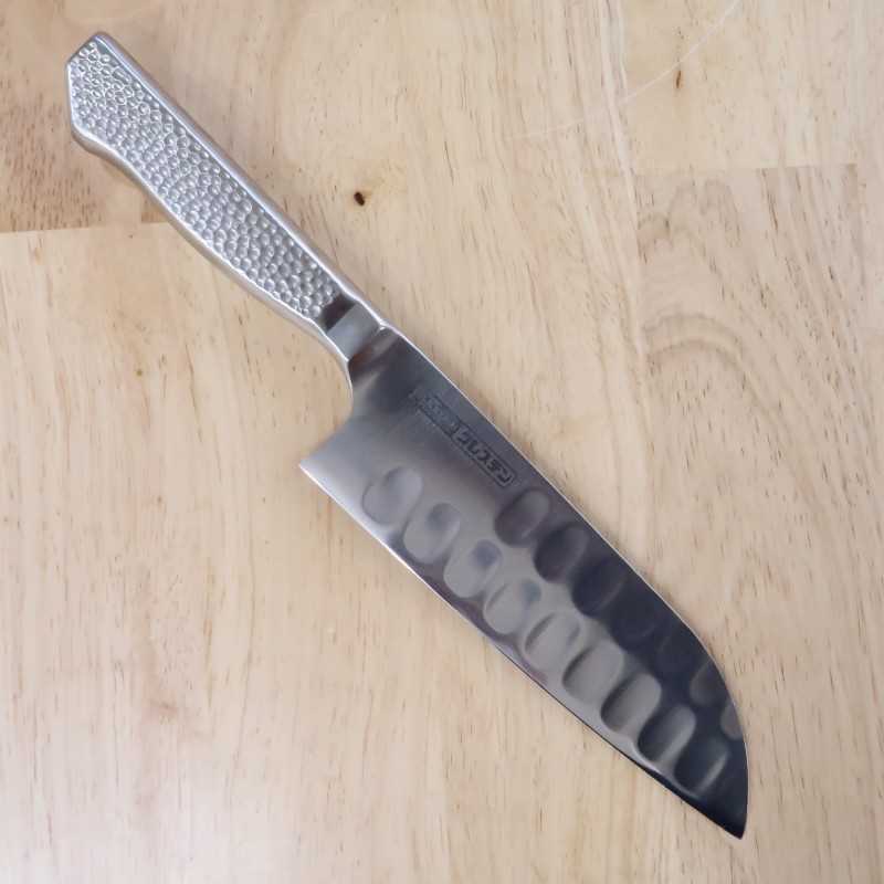 GLESTAIN tipo M mango todo de acero inoxidable Santoku (170mm)