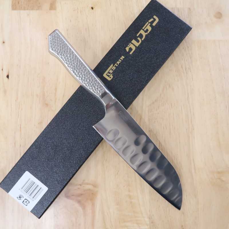 GLESTAIN tipo M mango todo de acero inoxidable Santoku (170mm)