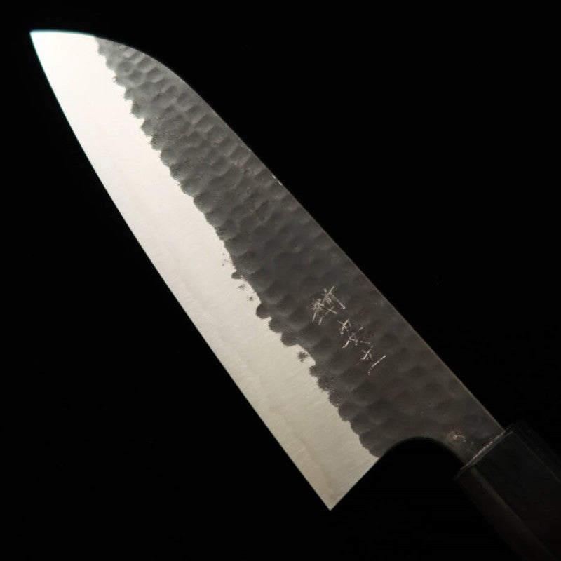 Santoku ANRYU Aogami Super Acabamento martelado kurouchi Cabo Octogonal de Jacarandá (180mm)