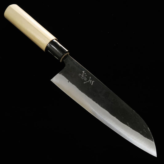 MIURA Santoku Matsukaze Aogami No.2 Black finish Oak handle (165mm)