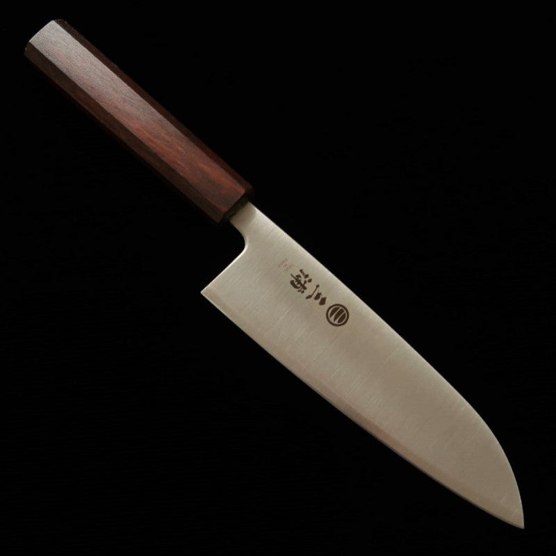 Santoku MIURA Ginsan cabo octogonal de carvalho roxo (165mm)