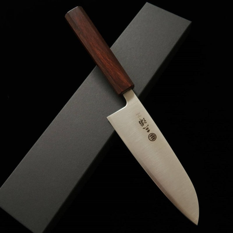 Santoku MIURA Ginsan cabo octogonal de carvalho roxo (165mm)