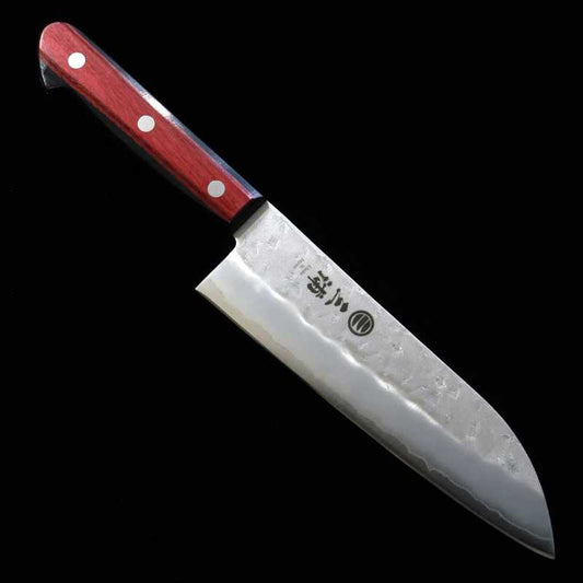 Santoku Miura Ginsan steel Red Plywood Handle (165mm)