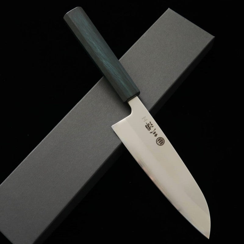 MIURA Santoku Shirogami No. 1 blue oak handle (165mm)