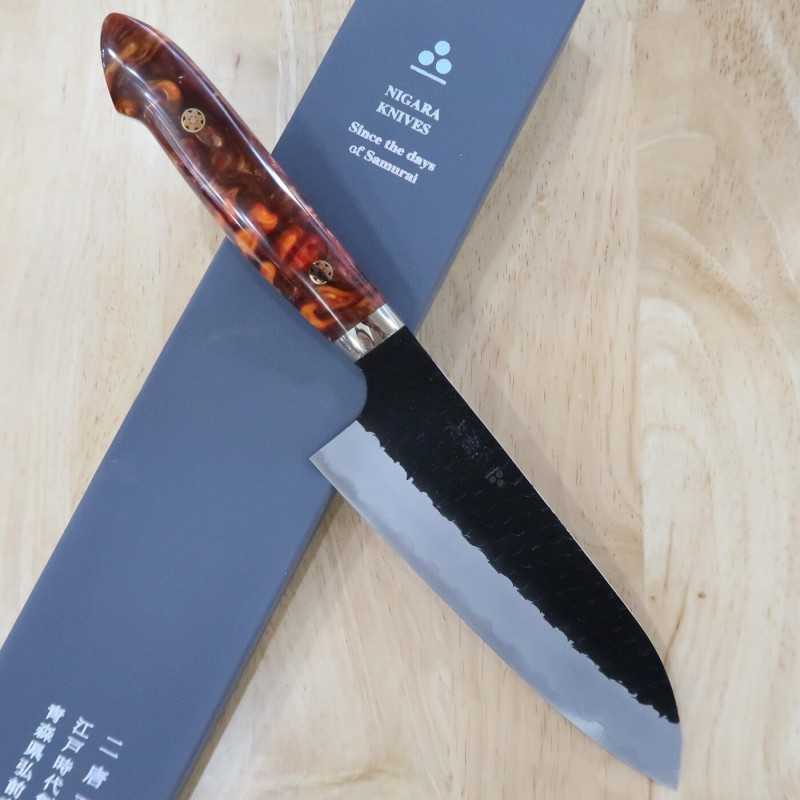 二唐刃物鍛造所 NIGARA SG2 黒打槌目 三徳 カスタムハンドル (180mm)