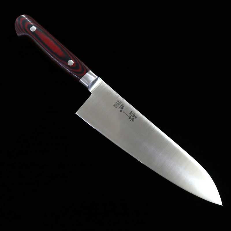 SUISIN INOX PREMIUM Santoku Mango de Micarta Rojo/Negro (180mm)