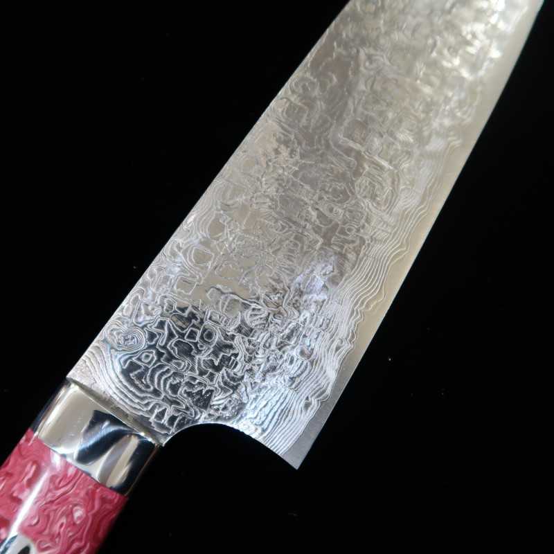 SAJI TAKESHI Santoku R2 Diamond Finish Red & White Turquoise (180mm)