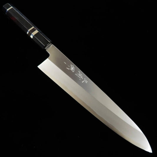 Gyuto Miura Obidama Single-edged Aogami No. 2, Ebony Silver-wrapped Handle (240mm)