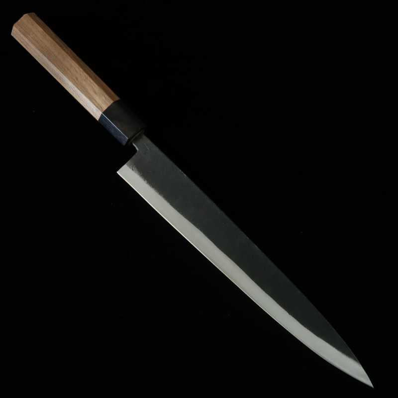 Sujihiki MIURA Aogami nº 2 acabamento Kurouchi cabo em nogueira (240mm)