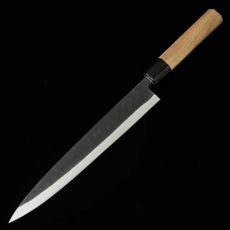 Sujihiki MIURA Aogami nº 2 acabamento Kurouchi cabo em nogueira (240mm)