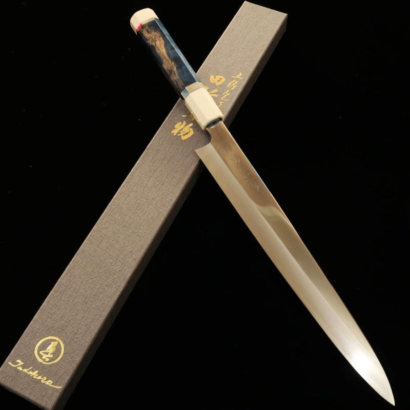 TADOKORO HAMONO Tadokoro Hamono Makoto Espejo Gin3 Sujihiki Mango de Madera Estabilizada (270mm)