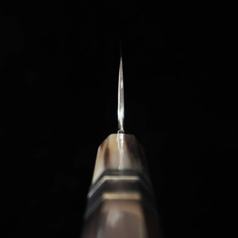 酔心 SUISIN 和牛刀 富士水本焼 池田美和 白一鋼 黒檀銀巻柄 両鏡面 マチ磨き 塗鞘 錦袋 桐箱 (270mm)