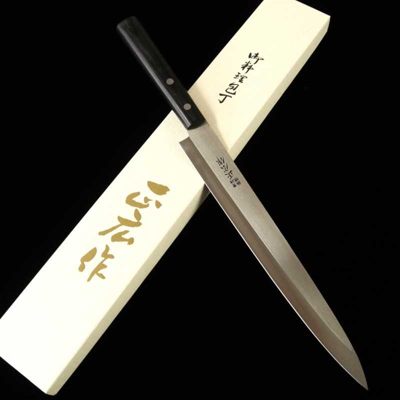 Yanagiba MASAHIRO acero inoxidable con mango de madera laminada negra (200-270 mm)