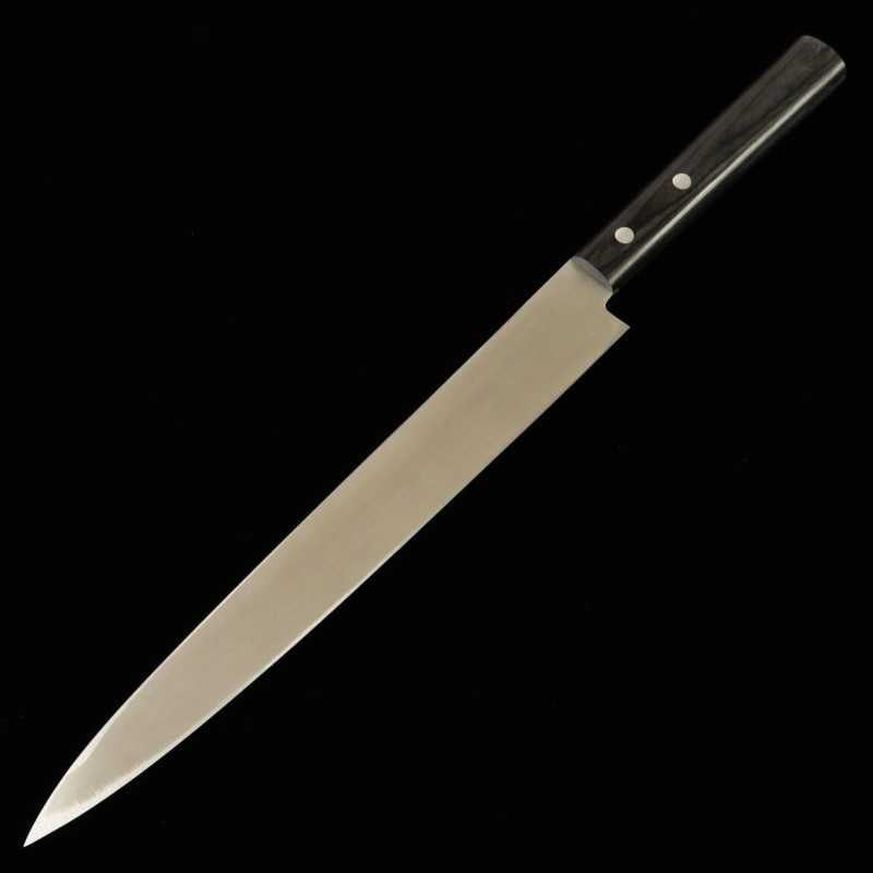Yanagiba MASAHIRO acero inoxidable con mango de madera laminada negra (200-270 mm)