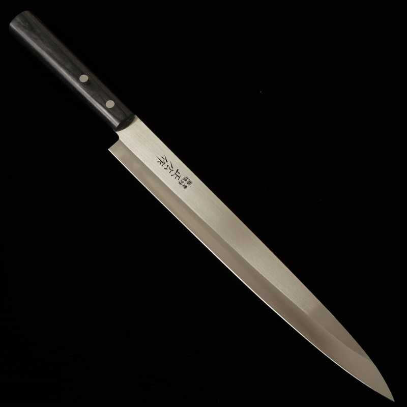 Yanagiba MASAHIRO acero inoxidable con mango de madera laminada negra (200-270 mm)