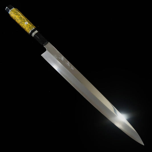 Yanagiba MIURA Obidama VG10 mirror finish custom handle purple (300mm)