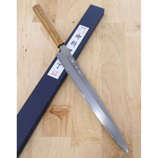 Yanagiba MIURA Premium, Shirogami No. 2, Oak with Octagonal Lacquered Handle (210-300mm)