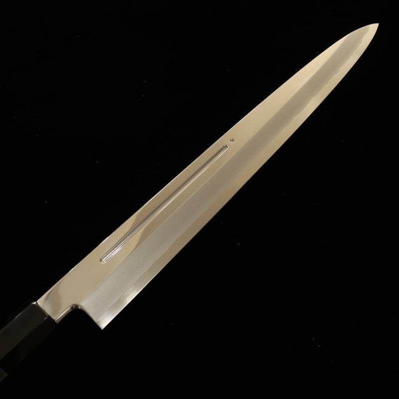 三浦 MIURA 銀紙三号 血流し付き 黒檀銀巻柄 朴鞘 柳刃 (330mm)