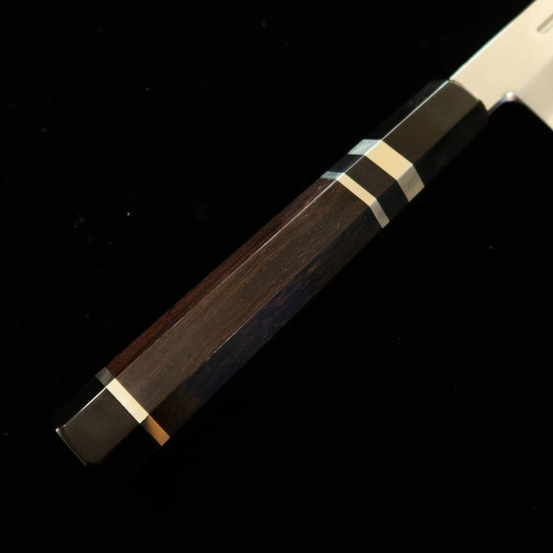 三浦 MIURA 銀紙三号 血流し付き 黒檀銀巻柄 朴鞘 柳刃 (330mm)