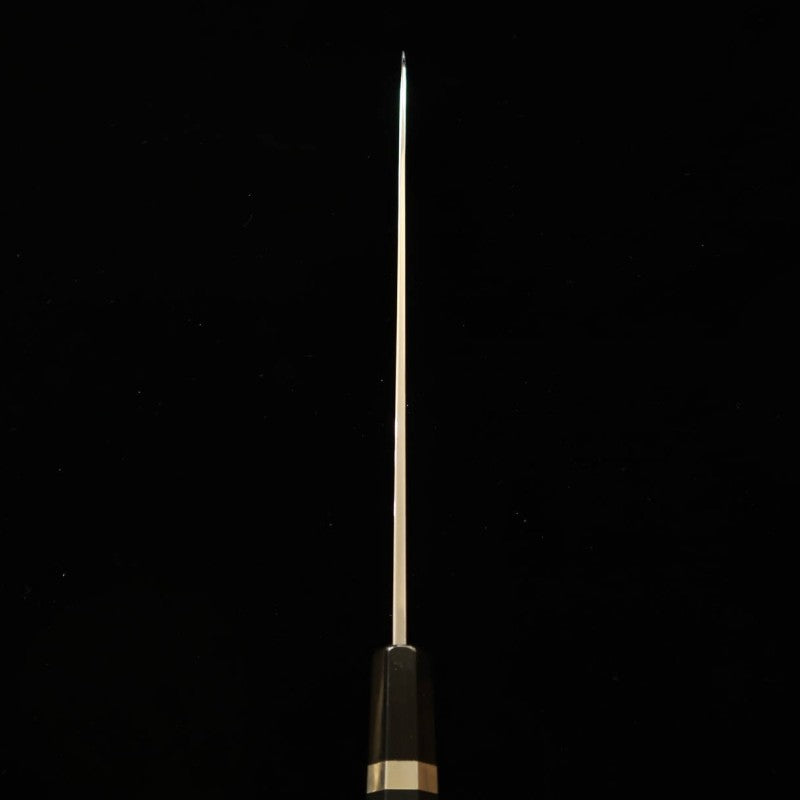 三浦 MIURA 銀紙三号 血流し付き 黒檀銀巻柄 朴鞘 柳刃 (330mm)