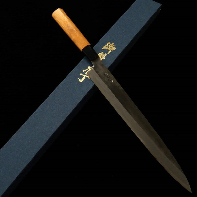 MIWA Yanagiba Aogami No. 1 Black-finish Zelkova Handle (270mm)