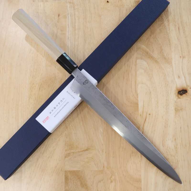 Yanagiba Sakai Kikumori Kikuzuki Shirogami No. 2 cabo octogonal em magnólia (270/300mm)