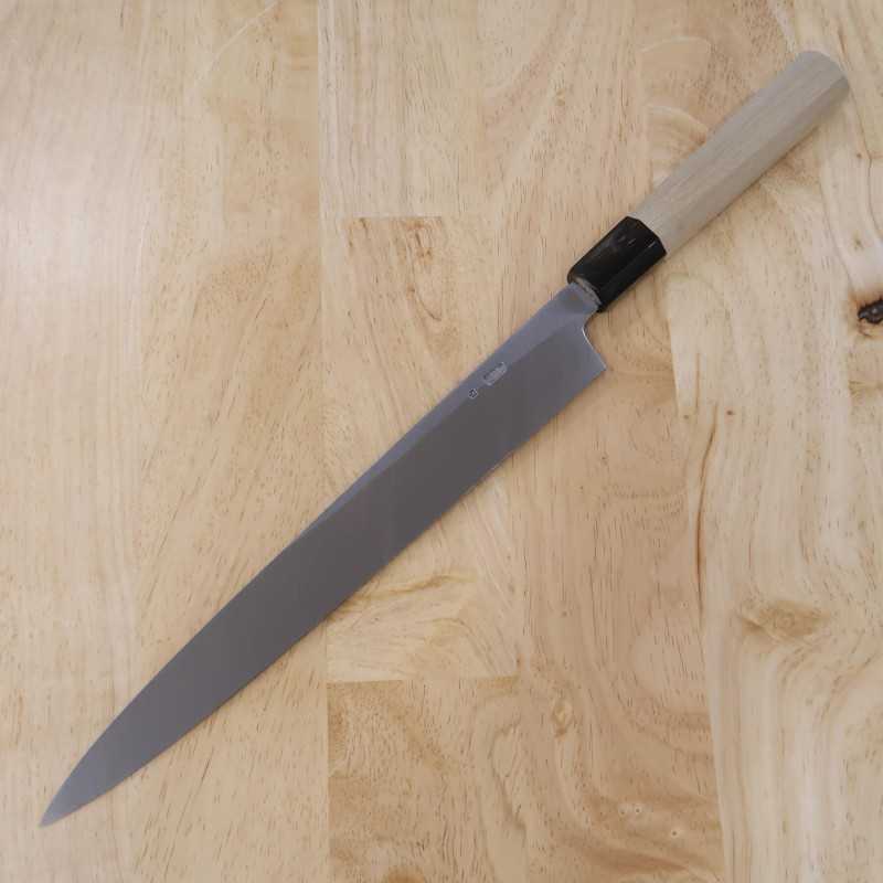 Yanagiba Sakai Kikumori Kikuzuki Shirogami No. 2 cabo octogonal em magnólia (270/300mm)