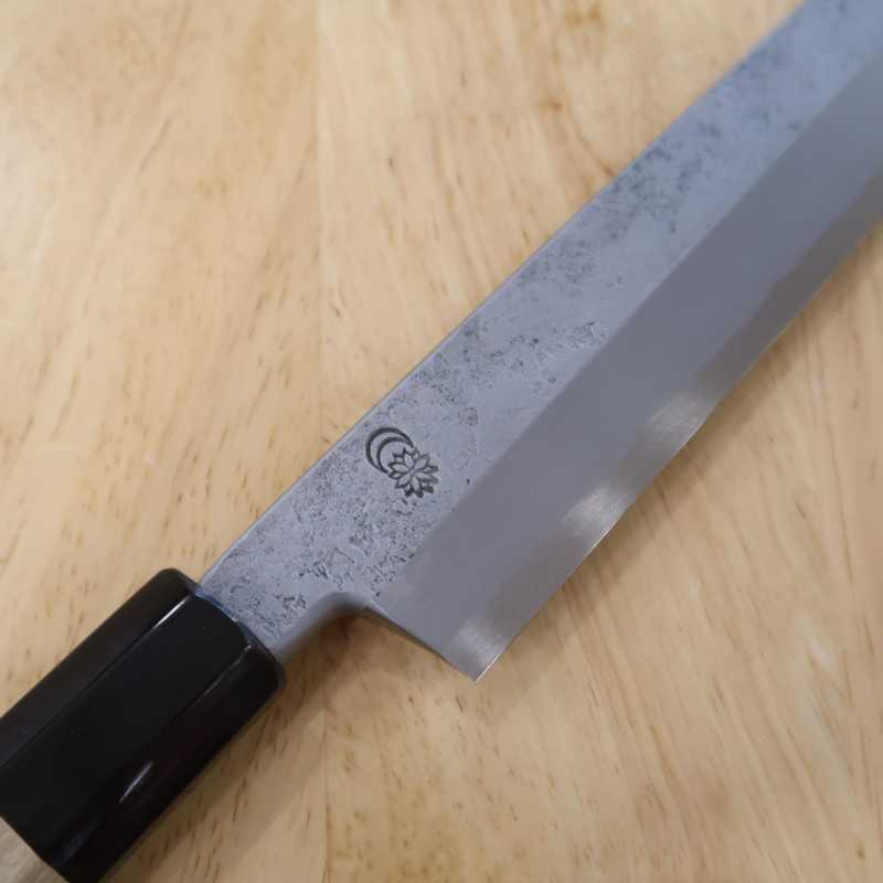 Yanagiba Sakai Kikumori Kikuzuki Shirogami No. 2 cabo octogonal em magnólia (270/300mm)