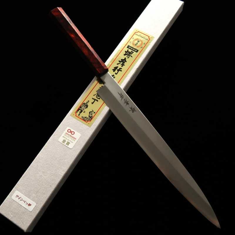 堺孝行 SAKAI TAKAYUKI モリブデン鋼 なないろ ワインべっ甲 柳刃 (270/300mm)