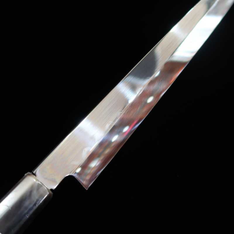 Yanagiba SUISIN by Yoshikazu Ikeda Shirogami No. 1 Fully Mirrored Snakewood Silver-Wrapped Handle (300mm)