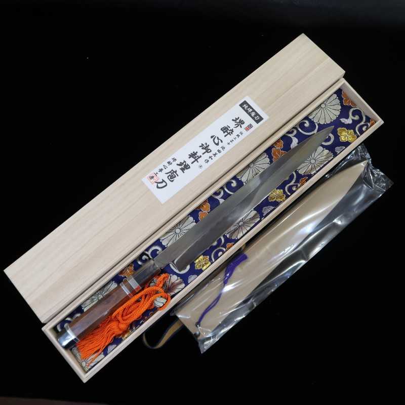 Yanagiba SUISIN by Yoshikazu Ikeda Shirogami No. 1 Fully Mirrored Snakewood Silver-Wrapped Handle (300mm)
