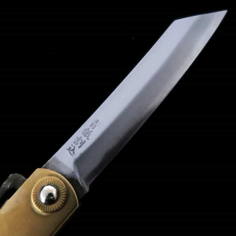 HIGONOKAMI Higonokami acero azul laminado mango de latón Fénix (72/90mm) de Nagao Kanekoma